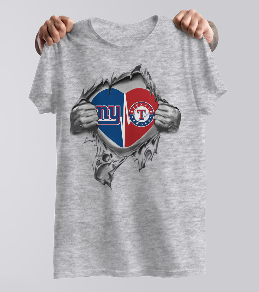 Giants NY Rangers Texas Heart In My Chest T-Shirt