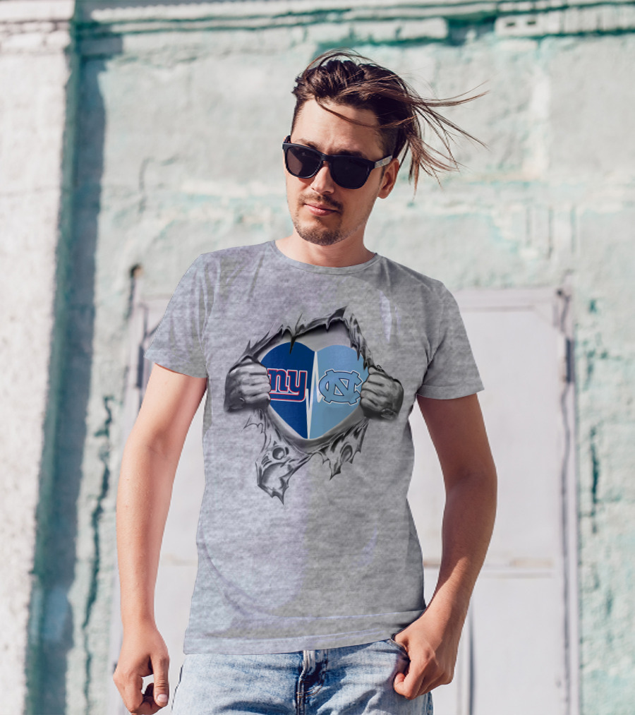 Giants Tar Heels Heart With New York North Carolina T-Shirt