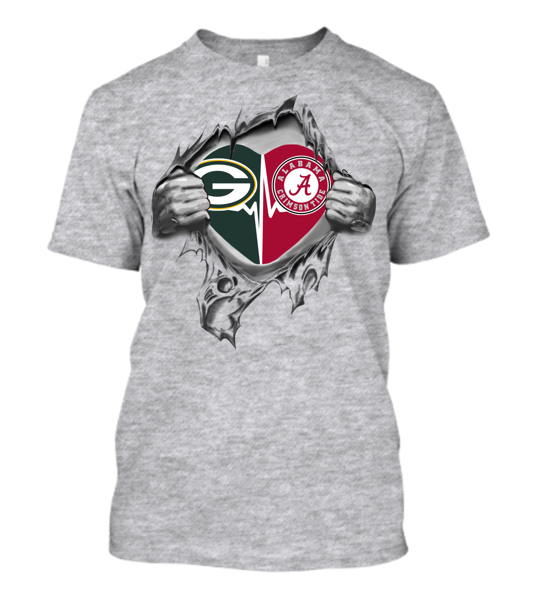 Green Bay Packers Alabama Crimson Tide Fan Heart T-Shirt