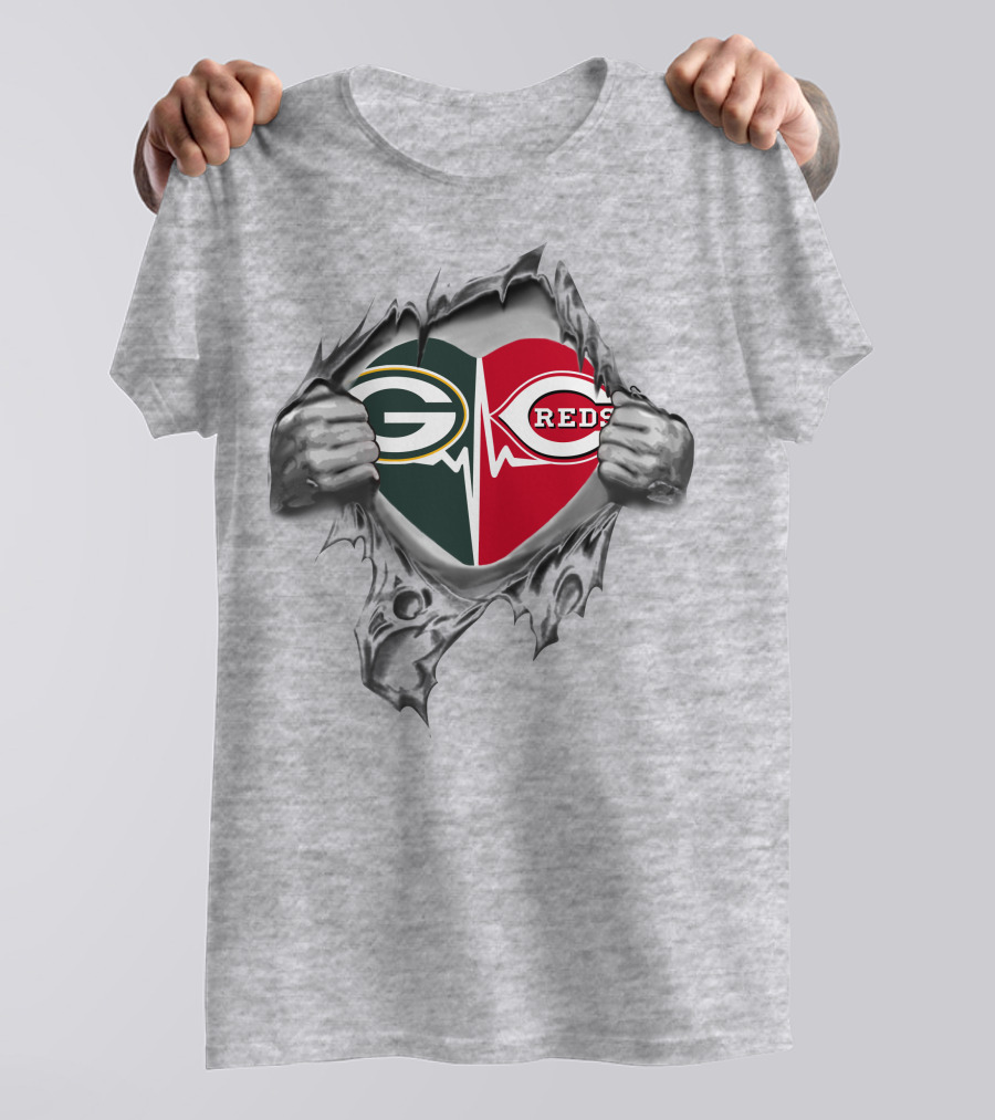 Green Bay Packers Reds Heart T-Shirt