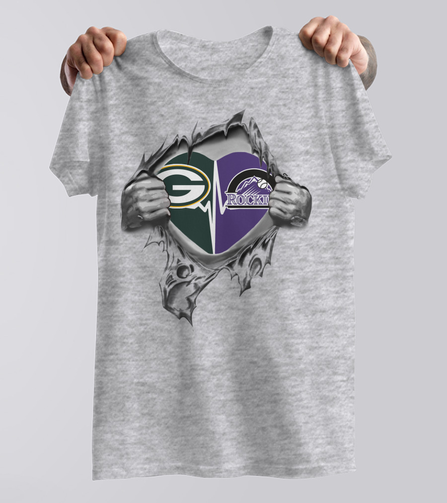 Green Bay Packers Colorado Rockies Heart T-Shirt