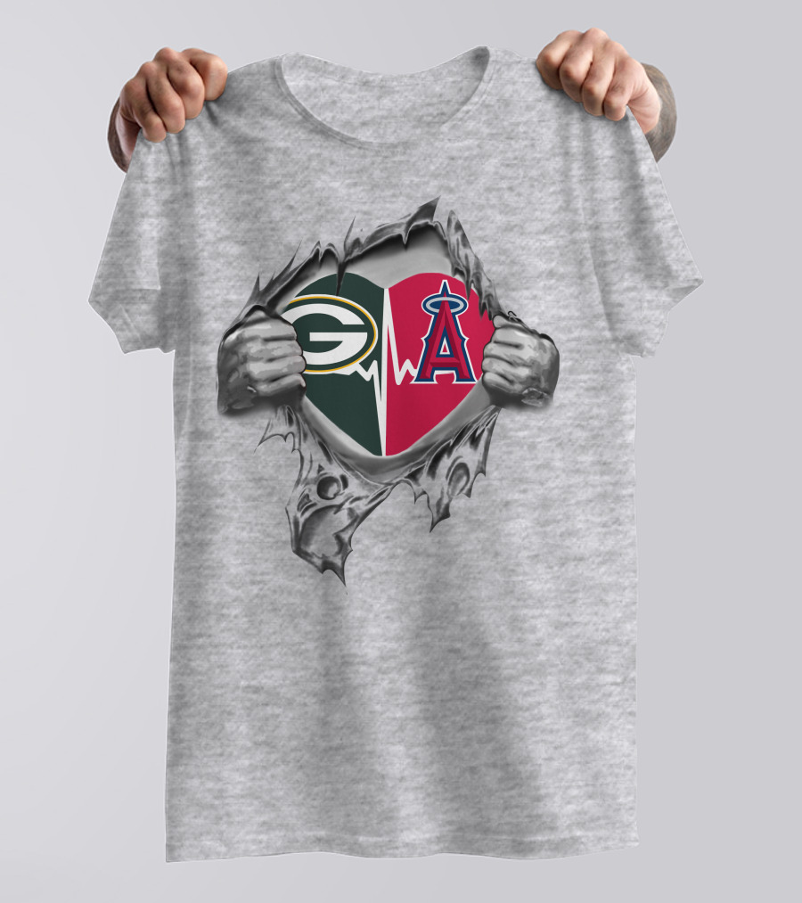 Green Bay Packers Los Angeles Angels Heartbeat Split T-Shirt