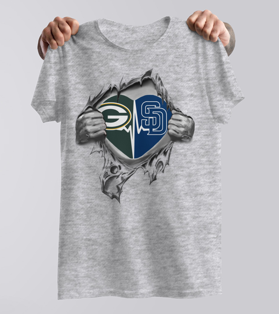 Green Bay Packers San Diego Padres Heartbeat Combo T-Shirt