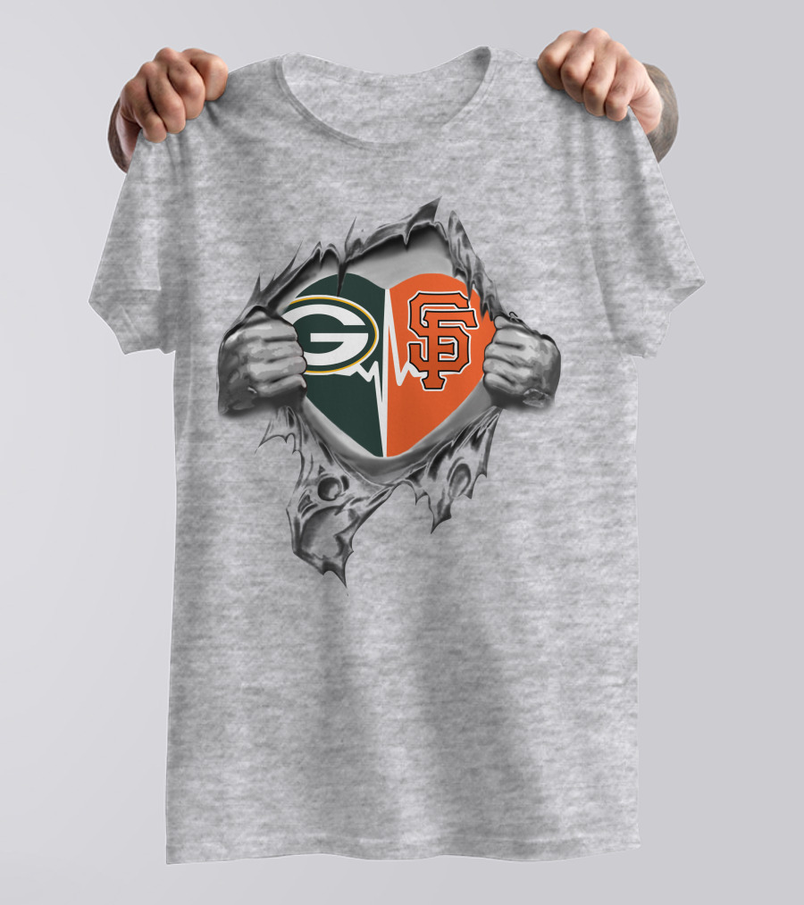 Green Bay Packers San Francisco Giants Heartbeat T-Shirt