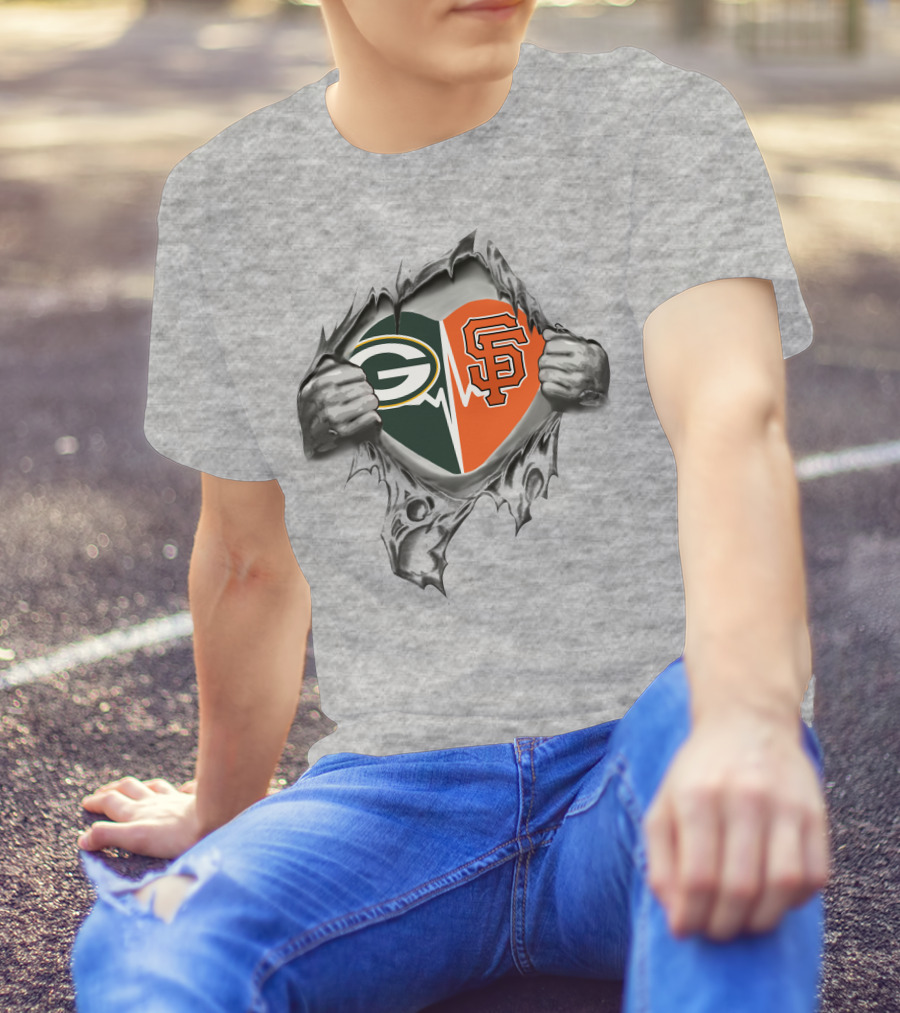 Green Bay Packers San Francisco Giants Heartbeat T-Shirt