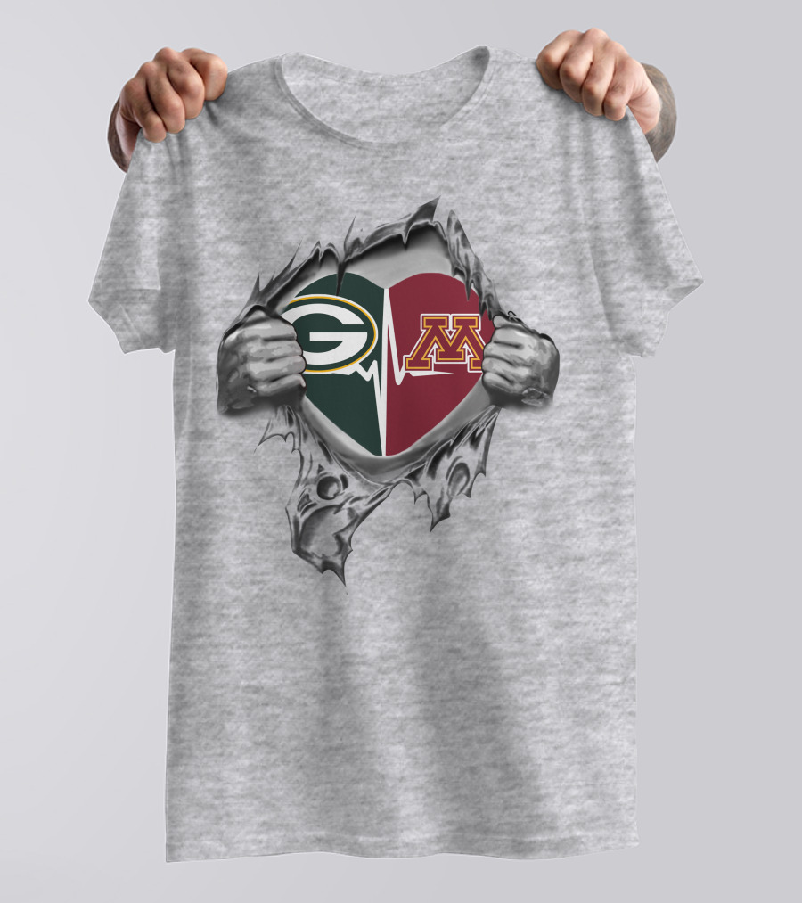 Green Bay Packers Minnesota Gophers Heartbeat T-Shirt
