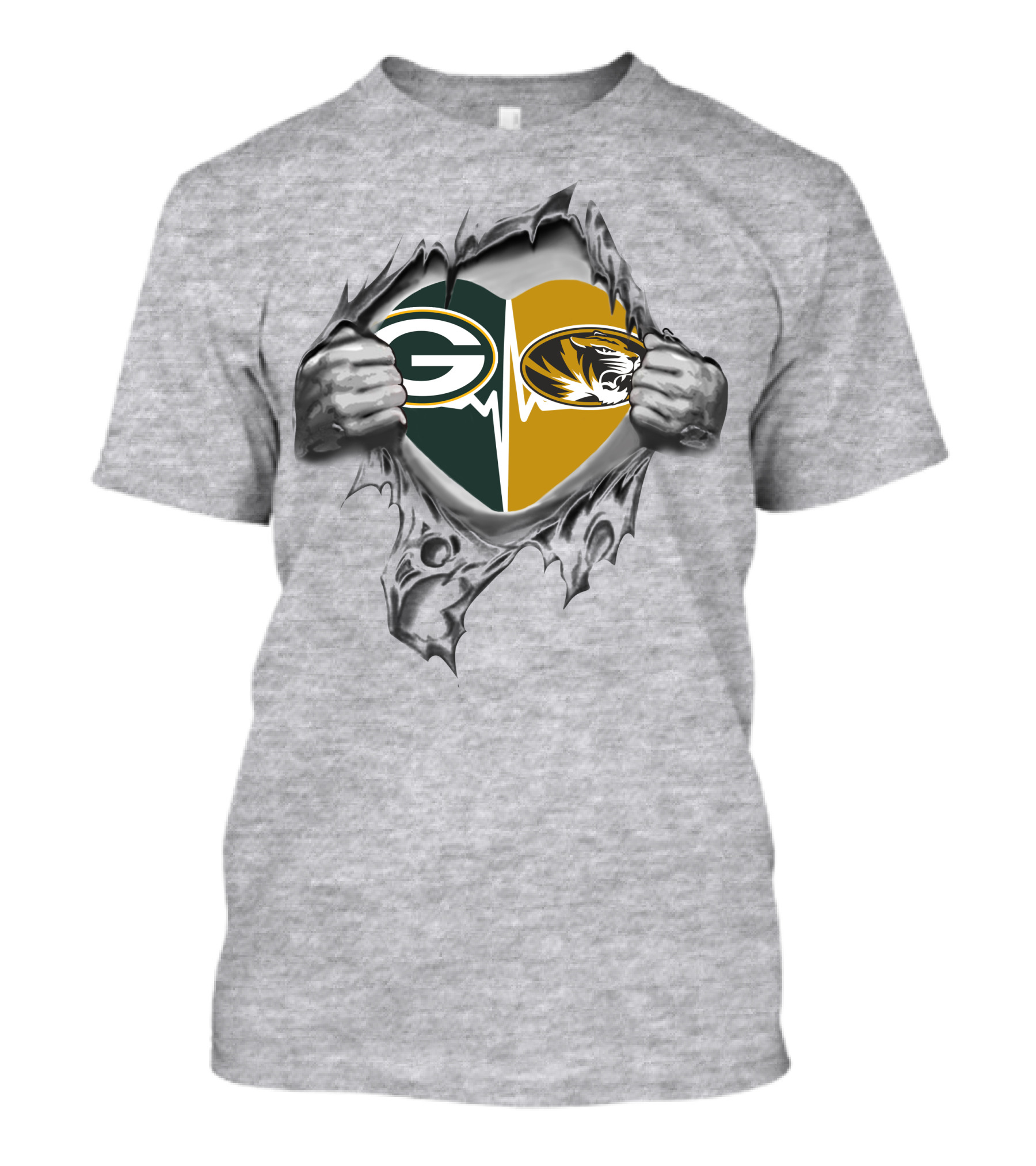 Green Bay Packers Missouri Tigers Heart T-Shirt