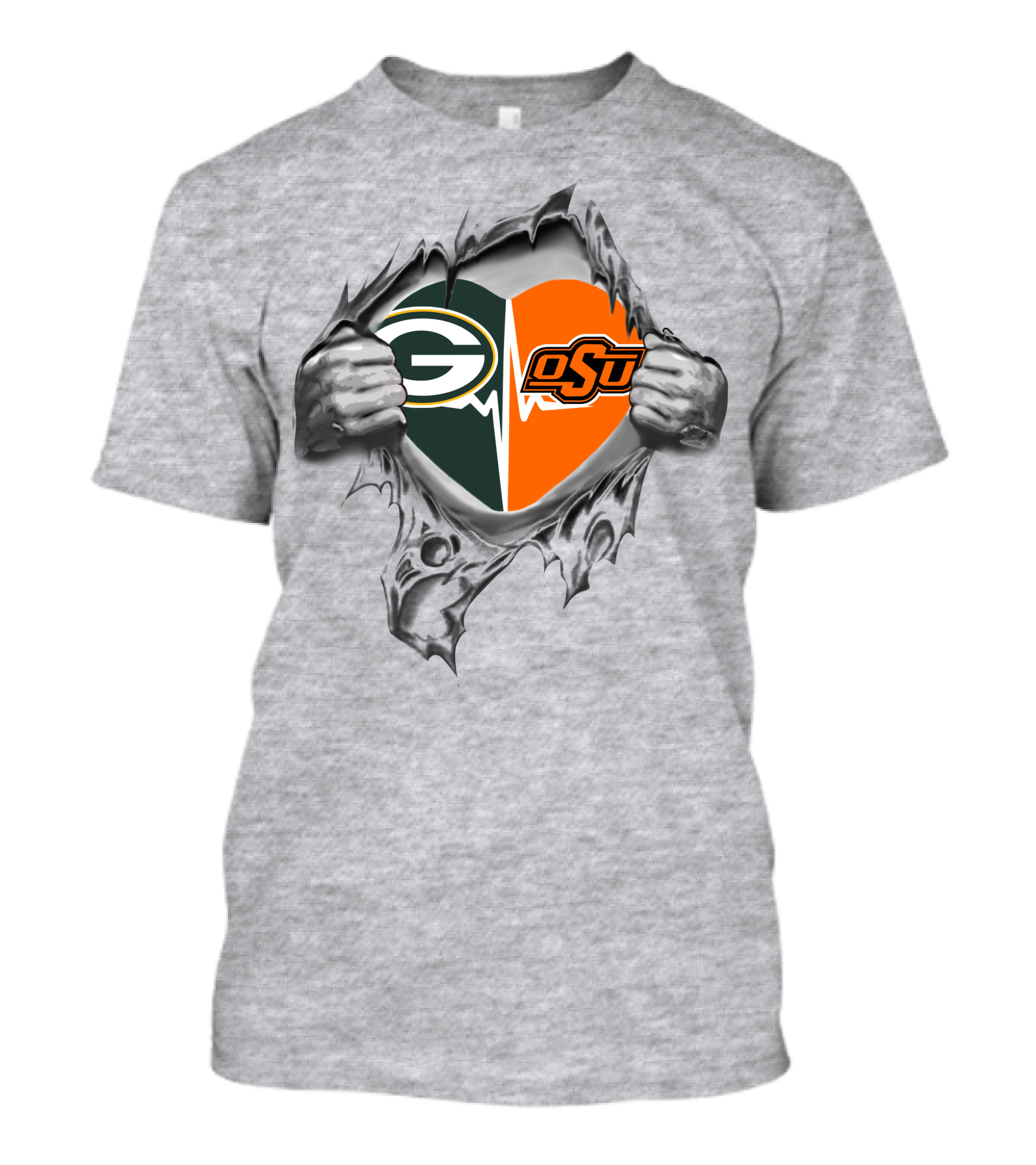 Green Bay Packers OSU Heart Logo Fusion T-Shirt
