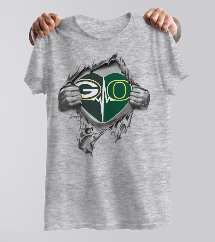 Green Bay Packers Oregon Ducks Heartbeat T-Shirt