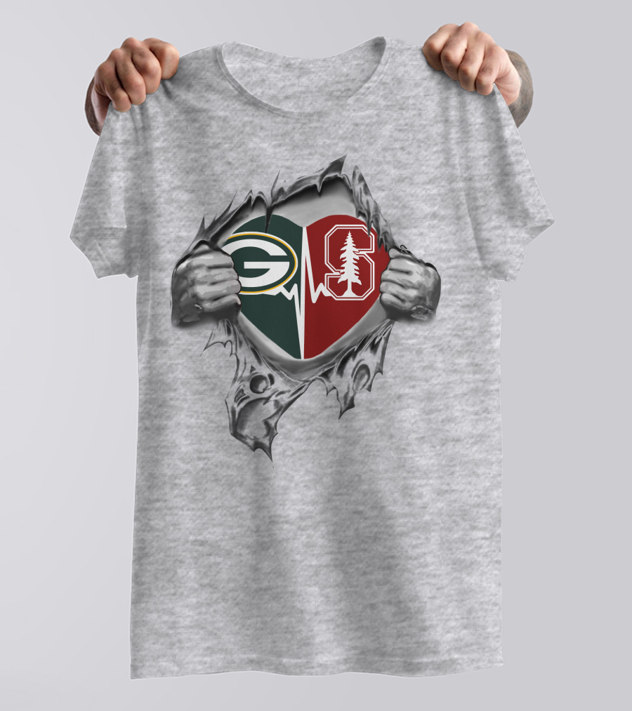 Green Bay Packers Stanford Cardinal Heartbeat T-Shirt
