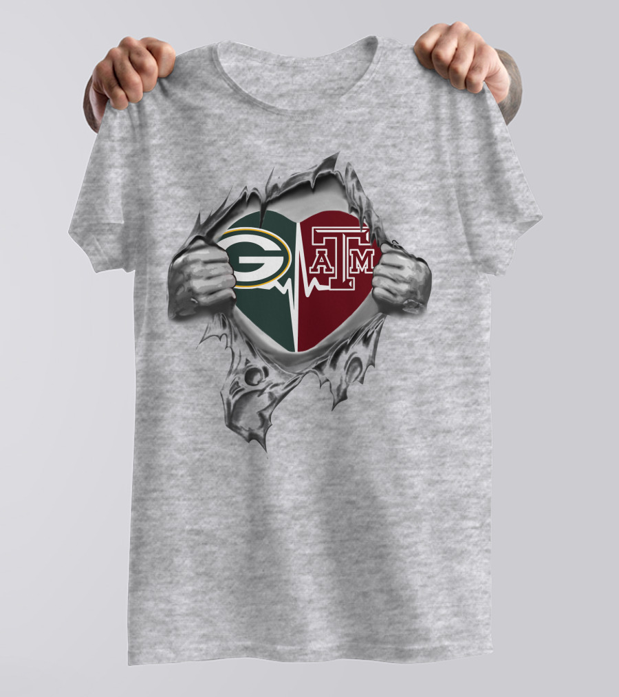 Green Bay Packers Texas A&M Heart T-Shirt
