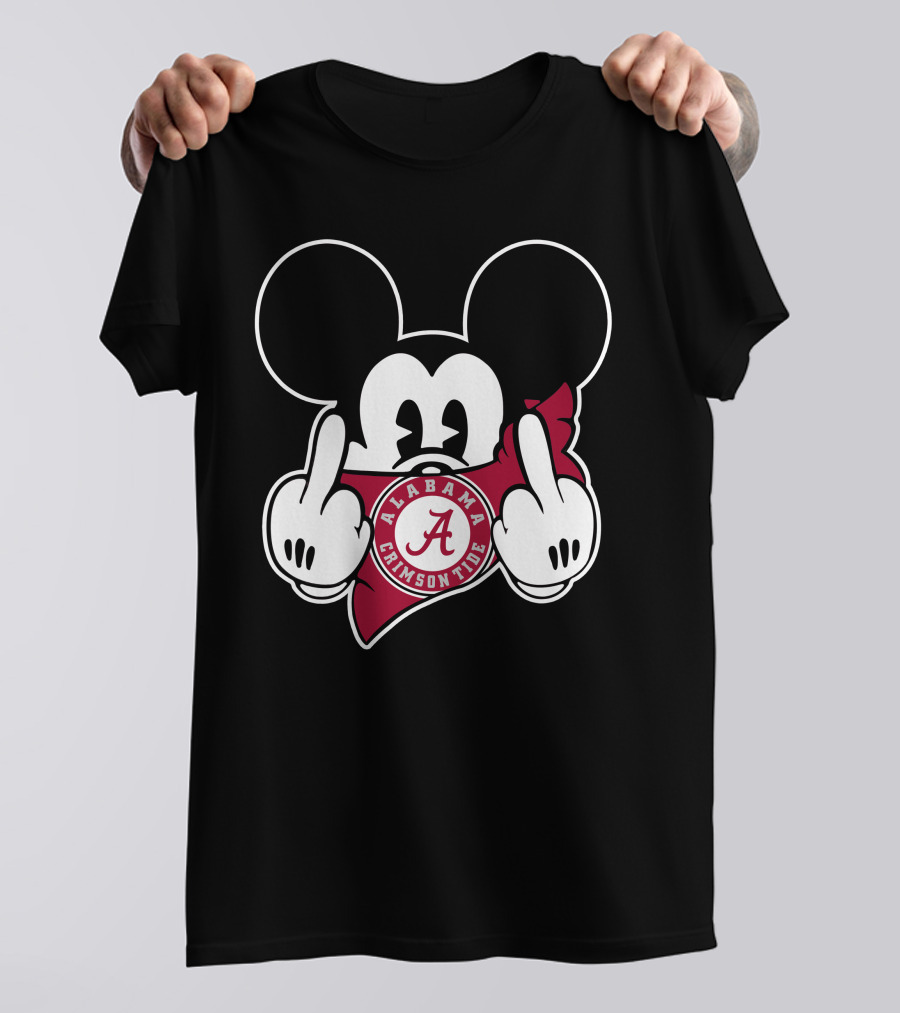 Alabama Crimson Tide Mickey Mouse Logo Football T-Shirt