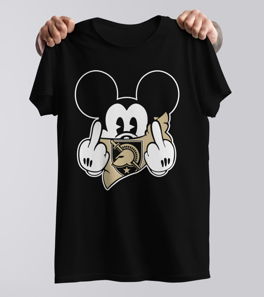 Mickey Army Black Knights Logo Middle Fingers T-Shirt