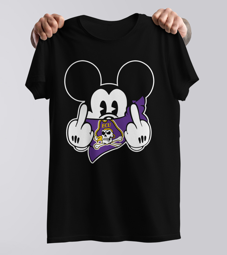 Ecu Pirates Mickey Middle Finger T-Shirt