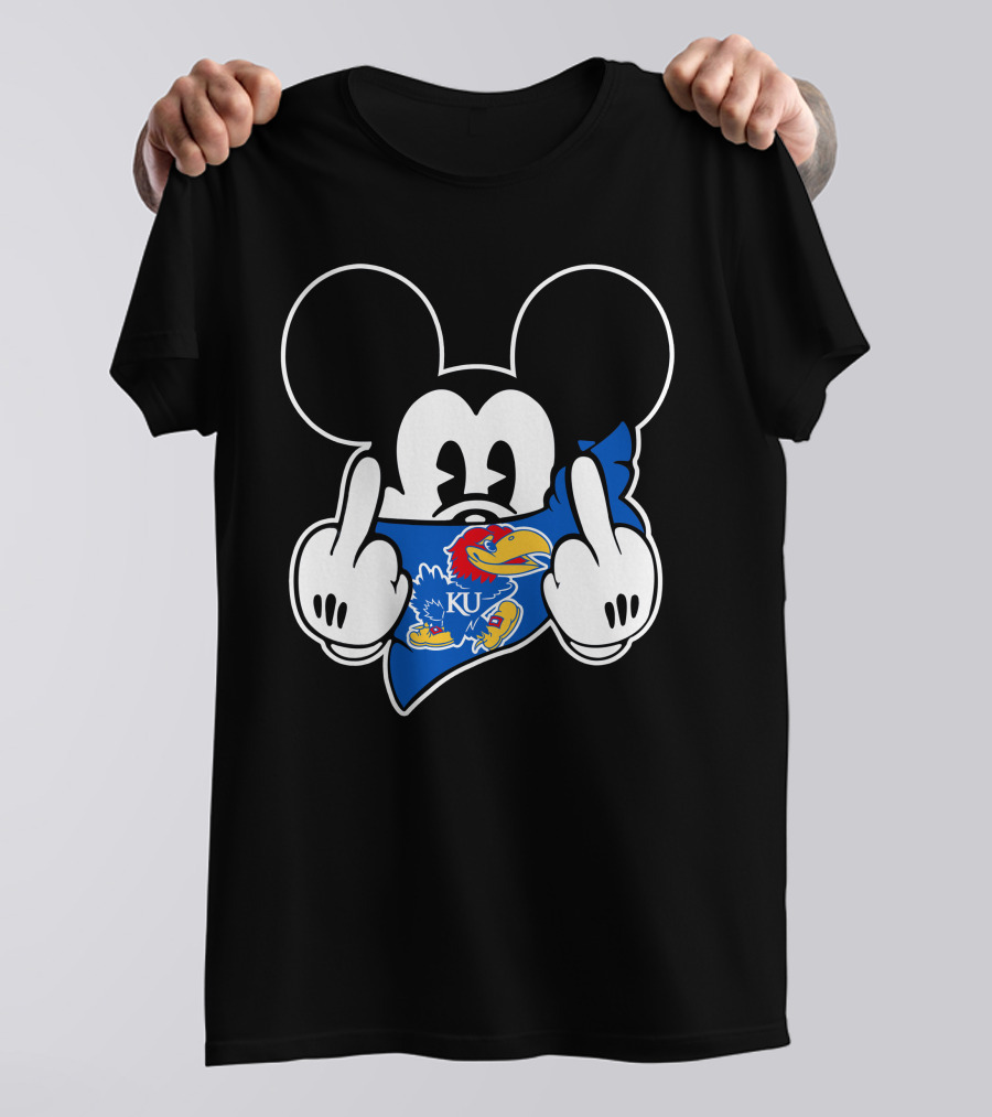 Kansas Jayhawks Mickey Mouse KU Logo Dark Humor T-Shirt