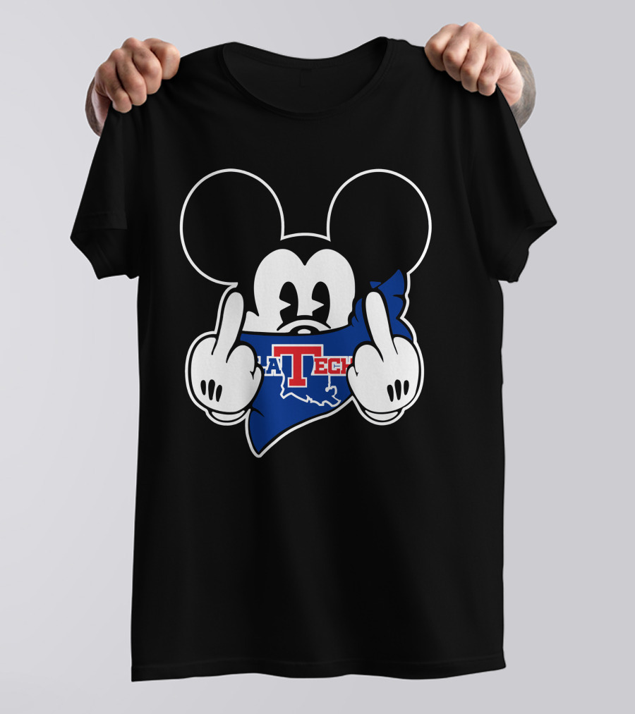 LA Tech Bulldogs Mickey Middle Finger Gesture T-Shirt