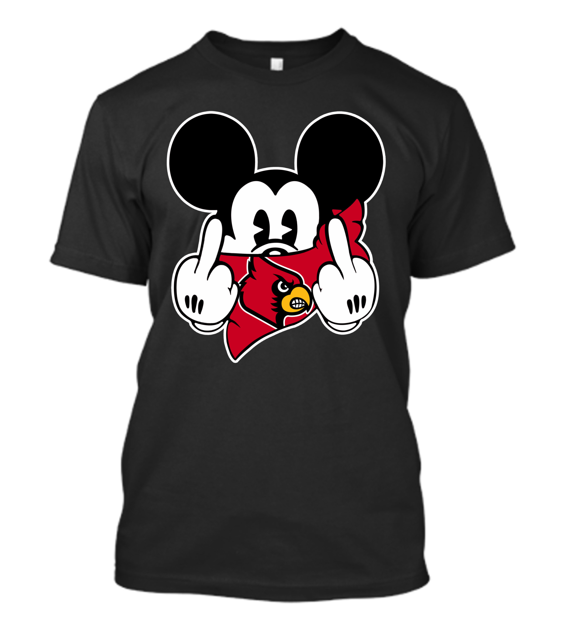 Louisville Cardinals Mickey Mouse Middle Finger T-Shirt