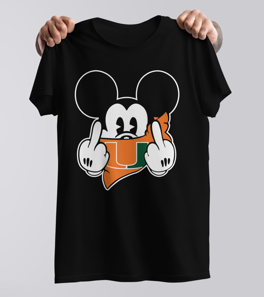 Miami Hurricanes Mickey Mouse U Hand Gesture T-Shirt