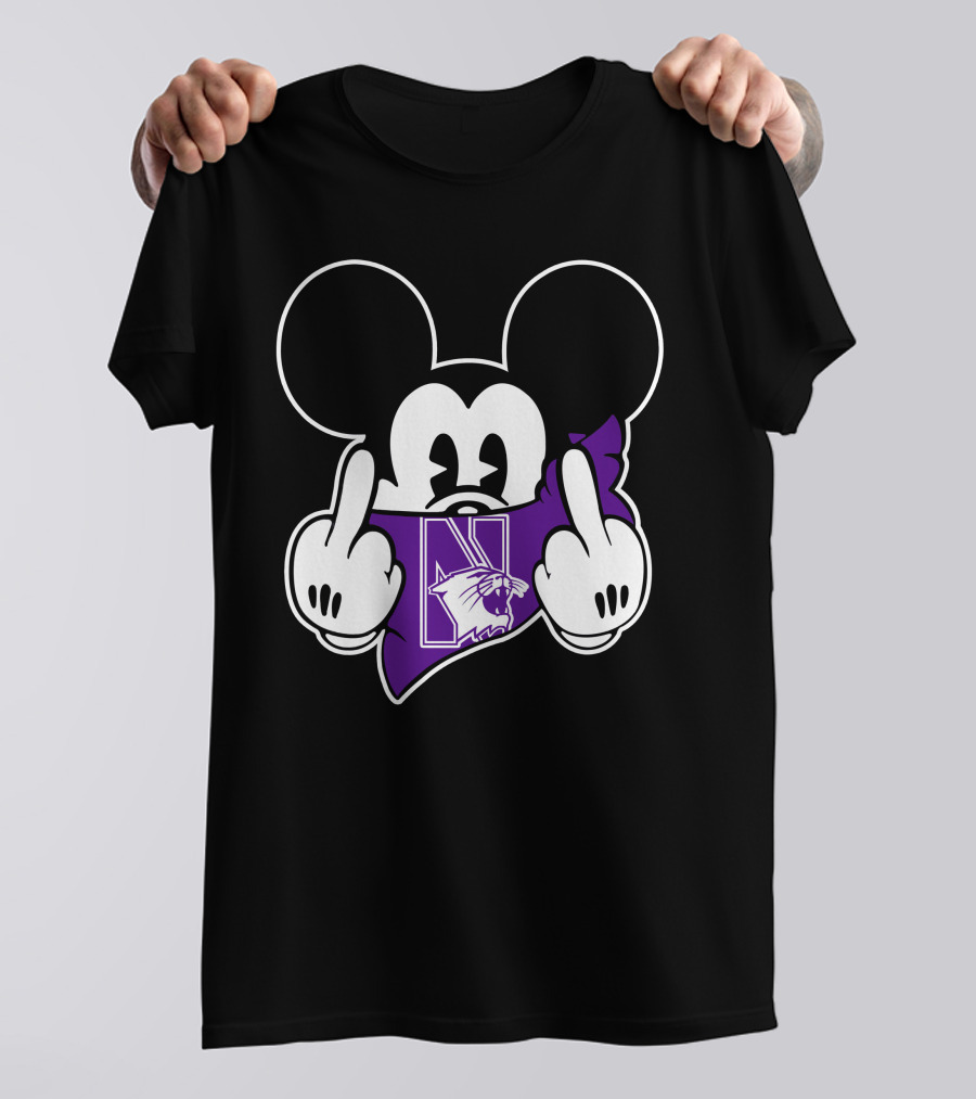 Northwestern Wildcats Mickey Middle Fingers T-Shirt