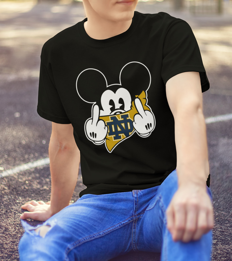 Notre Dame Fighting Irish Mickey Mouse Logo Fusion T-Shirt