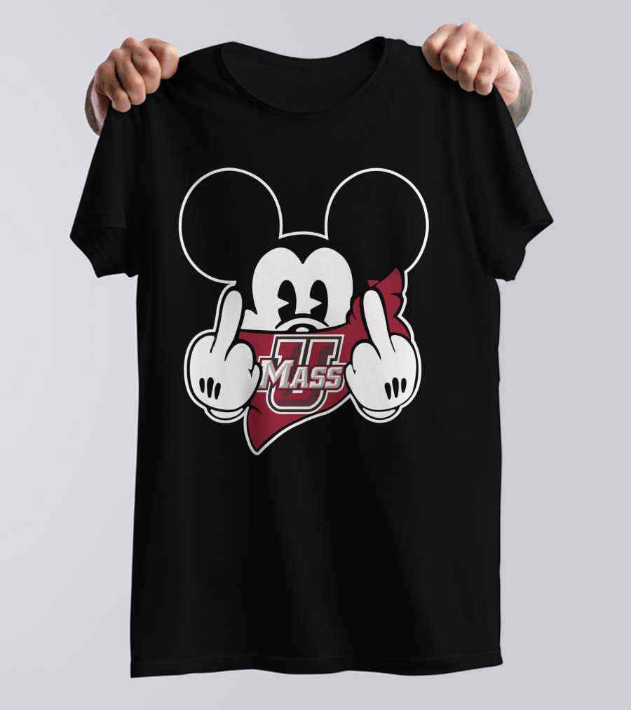 Umass Minutemen Mickey Middle Finger Gesture T-Shirt