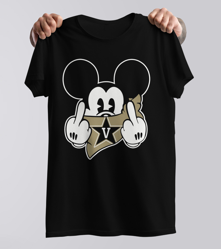 Vanderbilt Commodores V Star Mickey Mouse Hand Gesture T-Shirt