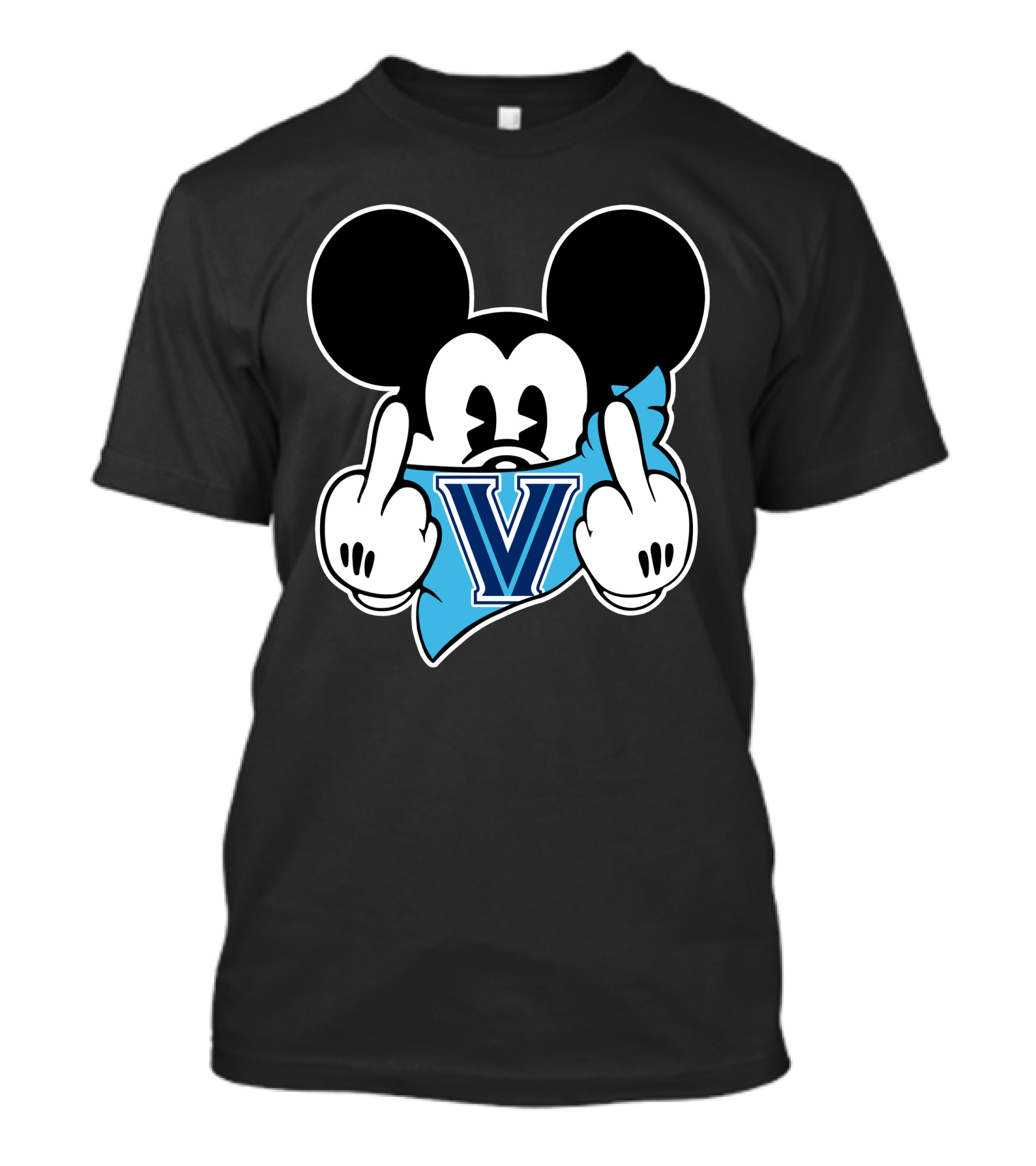 Mickey Villanova Wildcats Logo Middle Finger T-Shirt
