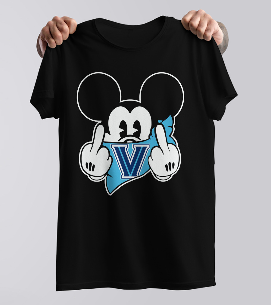 Mickey Villanova Wildcats Logo Middle Finger T-Shirt