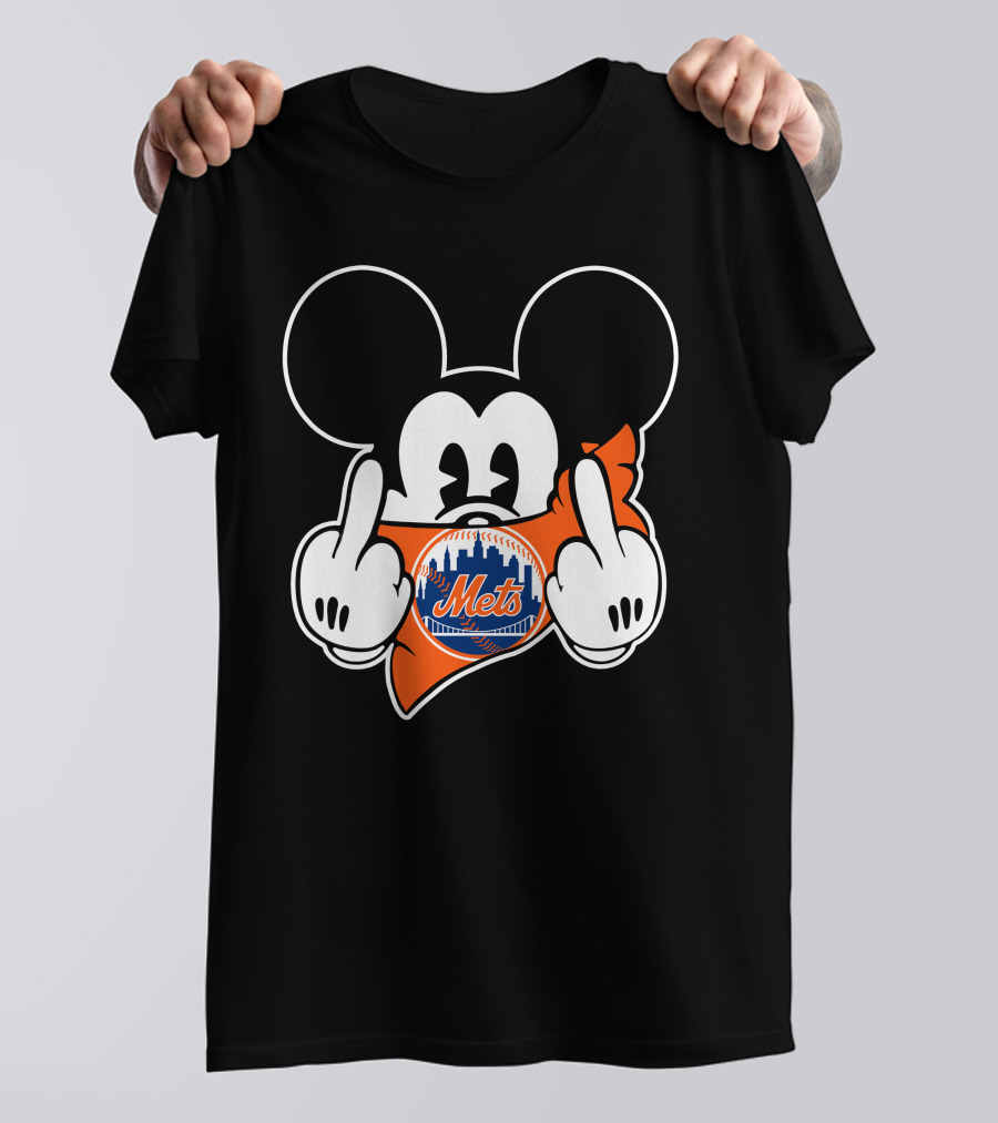 Mets Mickey Mouse Gesture Baseball Team T-Shirt