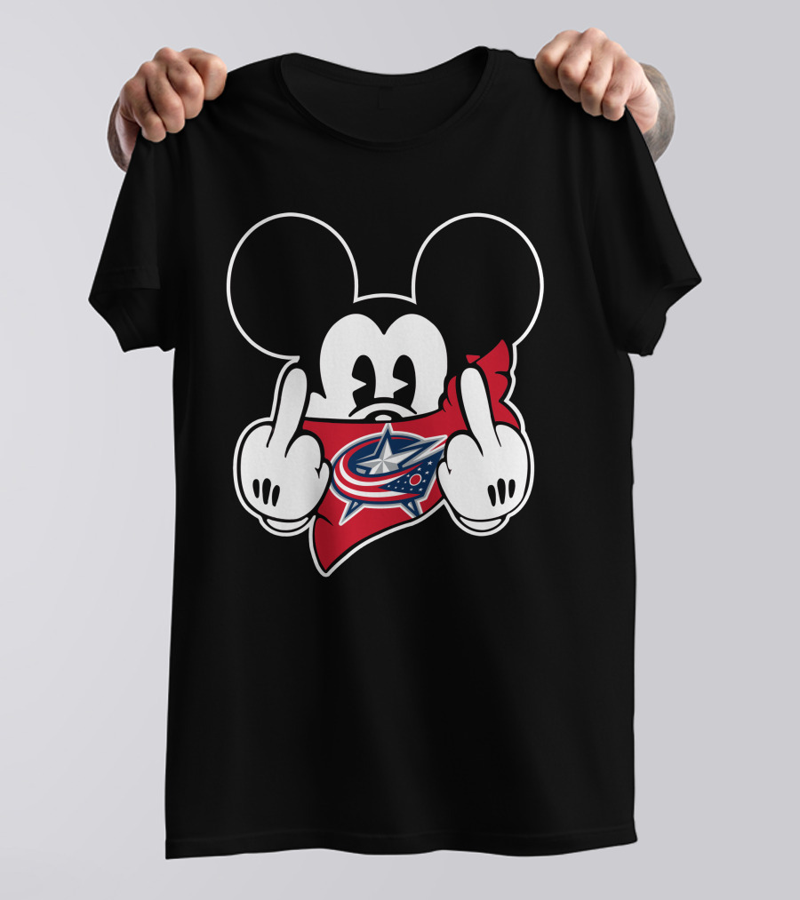 Blue Jackets Mickey Middle Finger T-Shirt