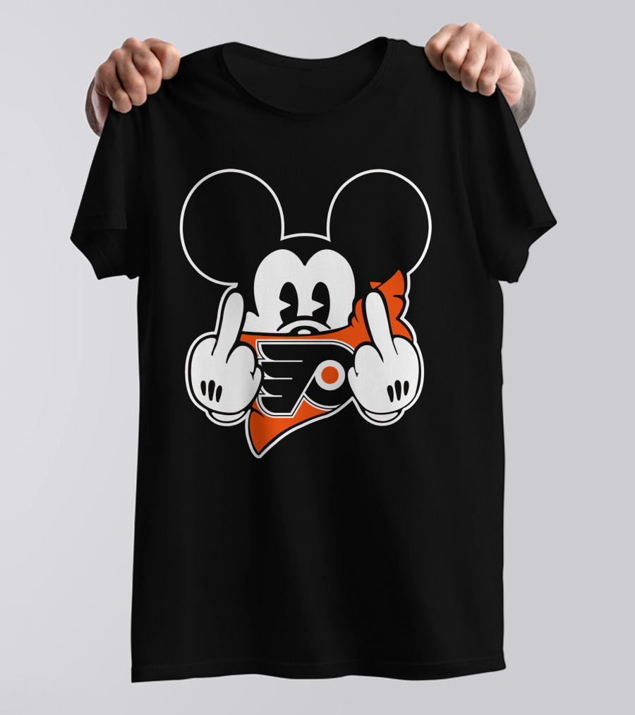 Flyers Logo Mickey Mouse Middle Finger T-Shirt
