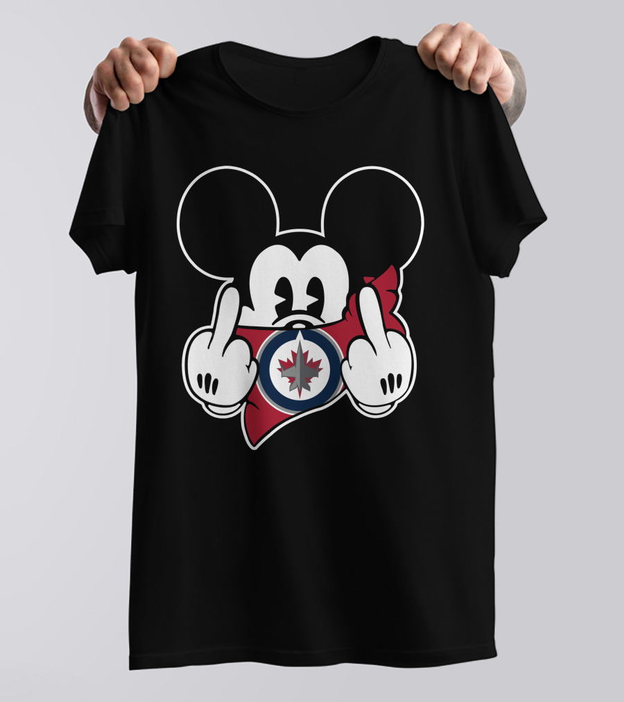 Mickey Mouse Jets Hockey Middle Finger T-Shirt
