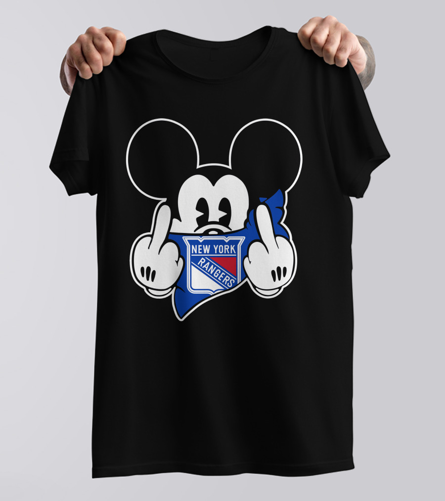New York Rangers Mickey Middle Fingers Graphics T-Shirt