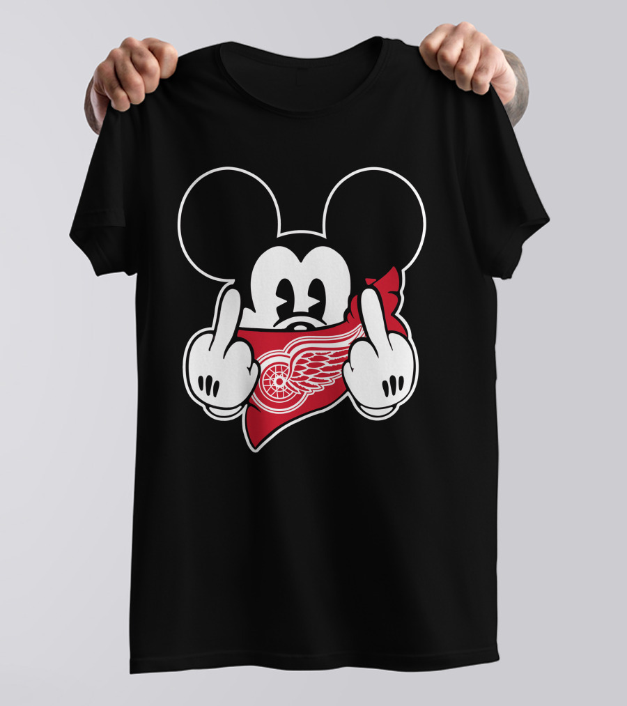 Red Wings Mickey Middle Finger T-Shirt