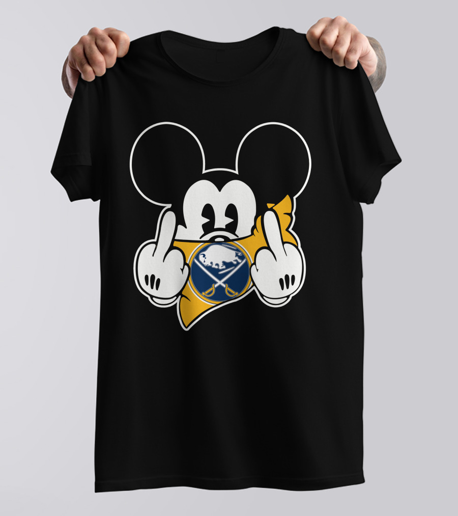 Sabres Hockey Mickey Mouse Middle Finger T-Shirt