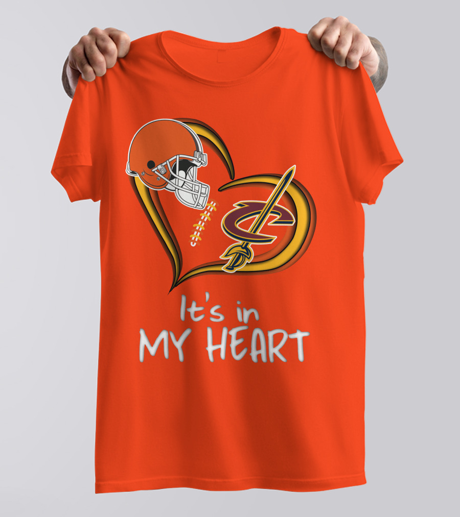 Browns Cavaliers It's In My Heart Football Basketball Cleveland Fan T-Shirt