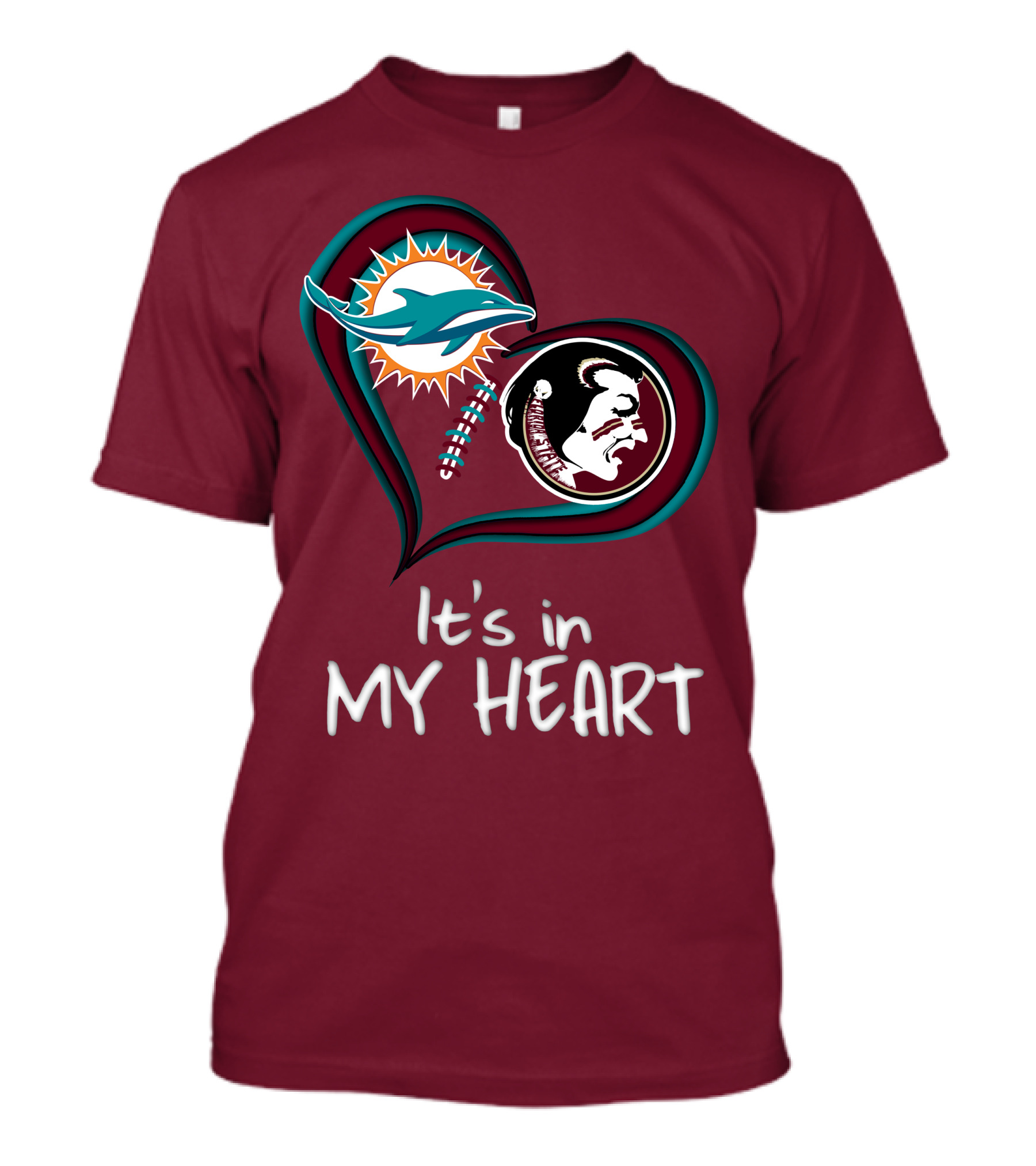 Miami Dolphins Florida State Seminoles It's In My Heart T-Shirt