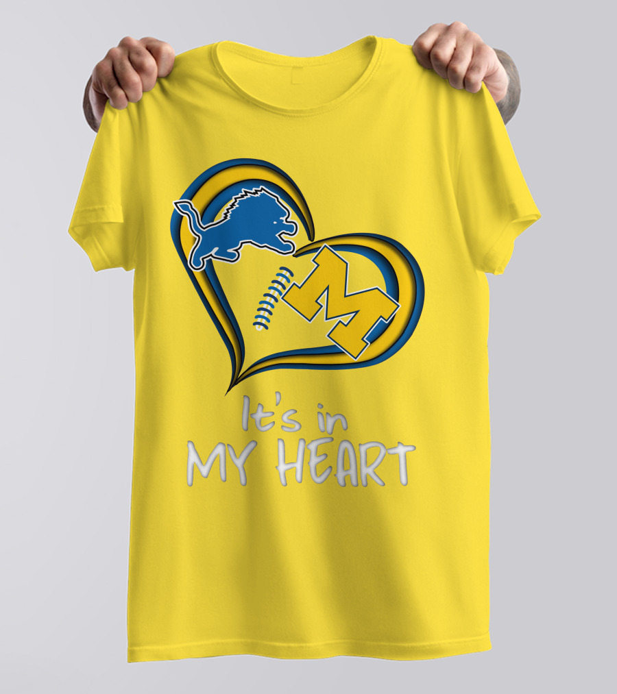 Lions Michigan M Heart It's In My Heart T-Shirt