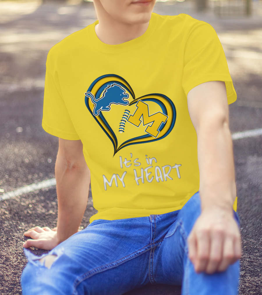 Lions Michigan M Heart It's In My Heart T-Shirt