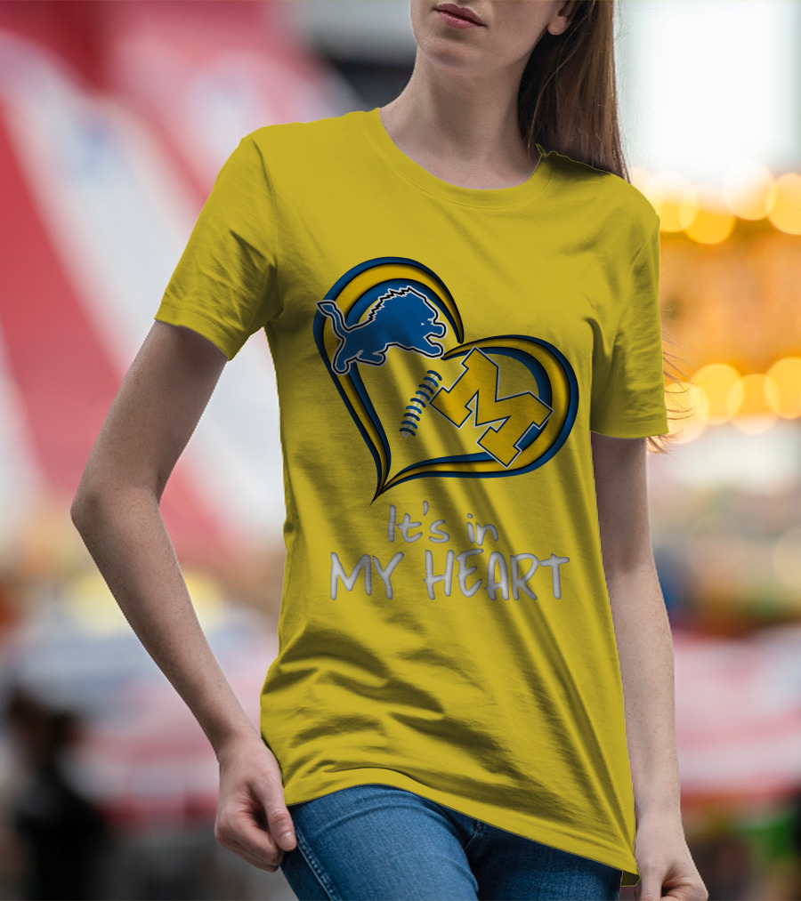Lions Michigan M Heart It's In My Heart T-Shirt