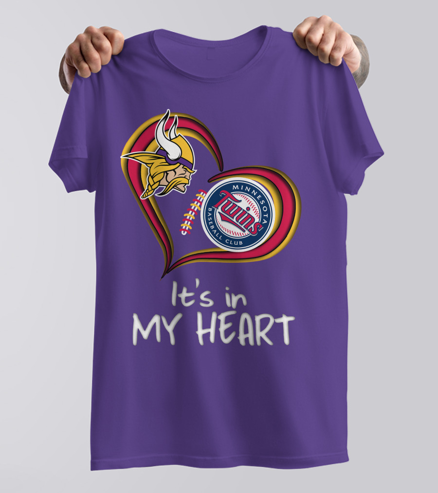 Minnesota Vikings Twins Baseball Club It's In My Heart T-Shirt