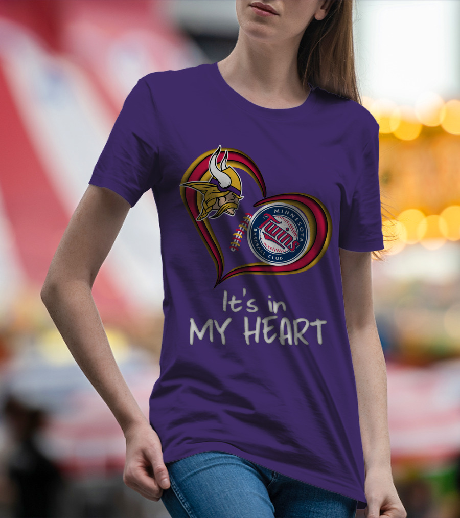 Minnesota Vikings Twins Baseball Club It's In My Heart T-Shirt