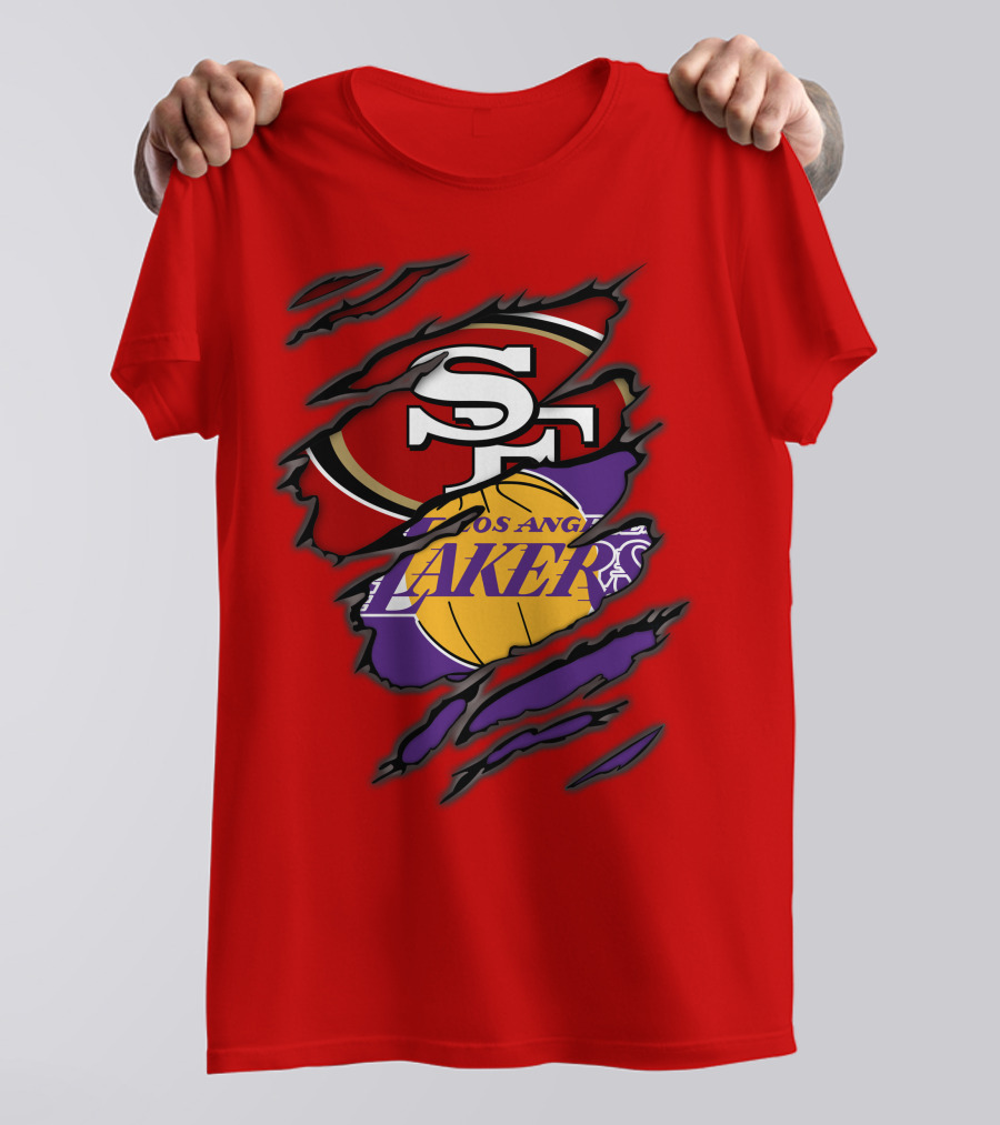 San Francisco 49ers And Los Angeles Lakers Fan T-Shirt