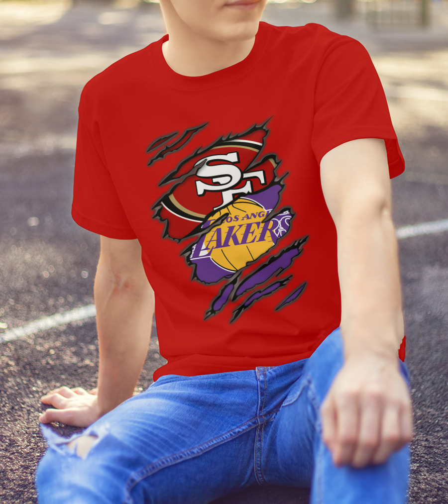 San Francisco 49ers And Los Angeles Lakers Fan T-Shirt