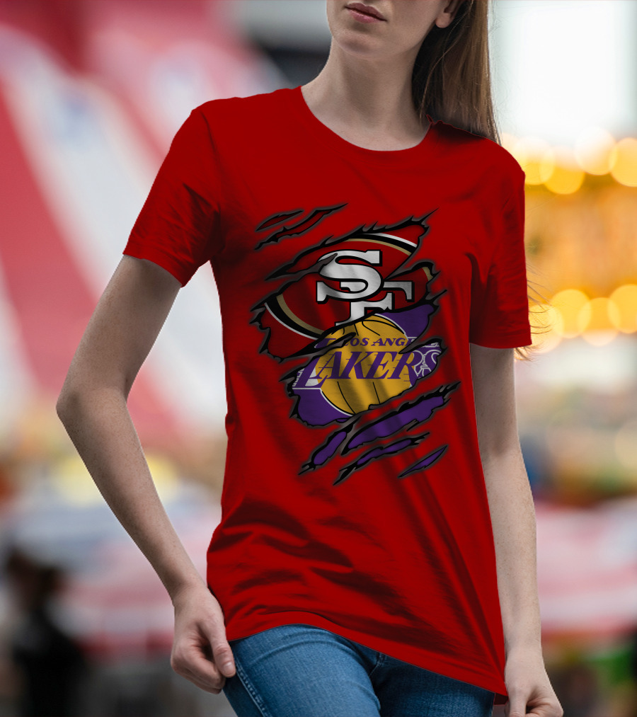 San Francisco 49ers And Los Angeles Lakers Fan T-Shirt