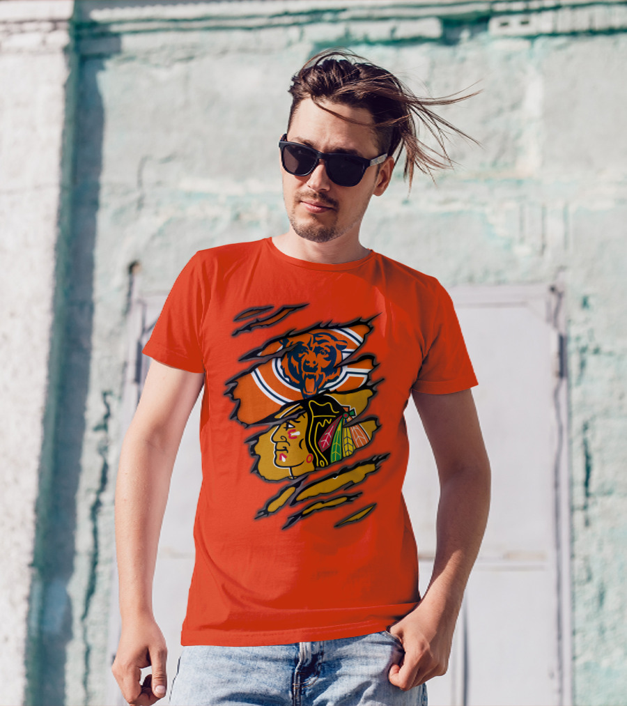 Bears Blackhawks NFL NHL Crossover T-Shirt