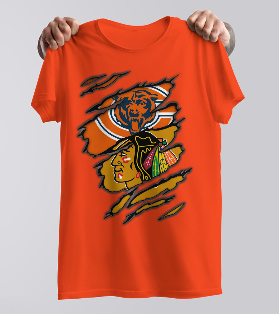 Bears Blackhawks NFL NHL Crossover T-Shirt