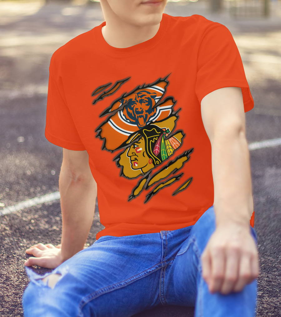 Bears Blackhawks NFL NHL Crossover T-Shirt