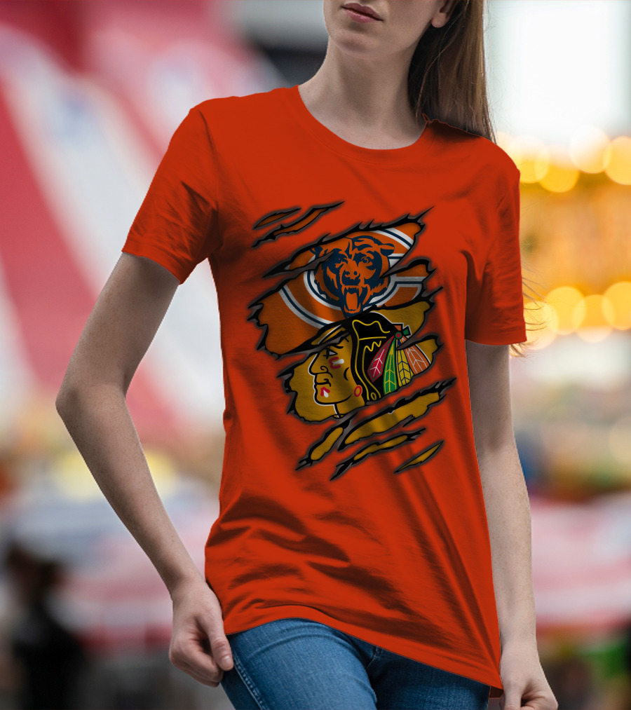 Bears Blackhawks NFL NHL Crossover T-Shirt