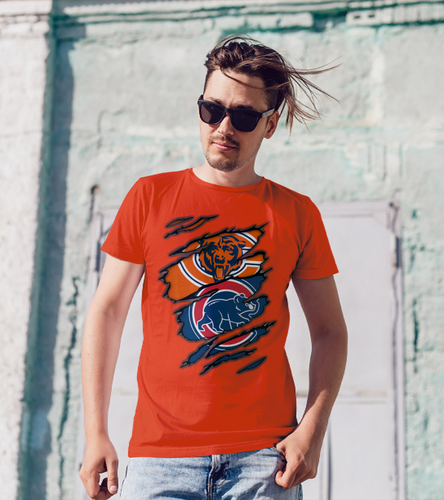 Chicago Bears Cubs Logos Fusion T-Shirt